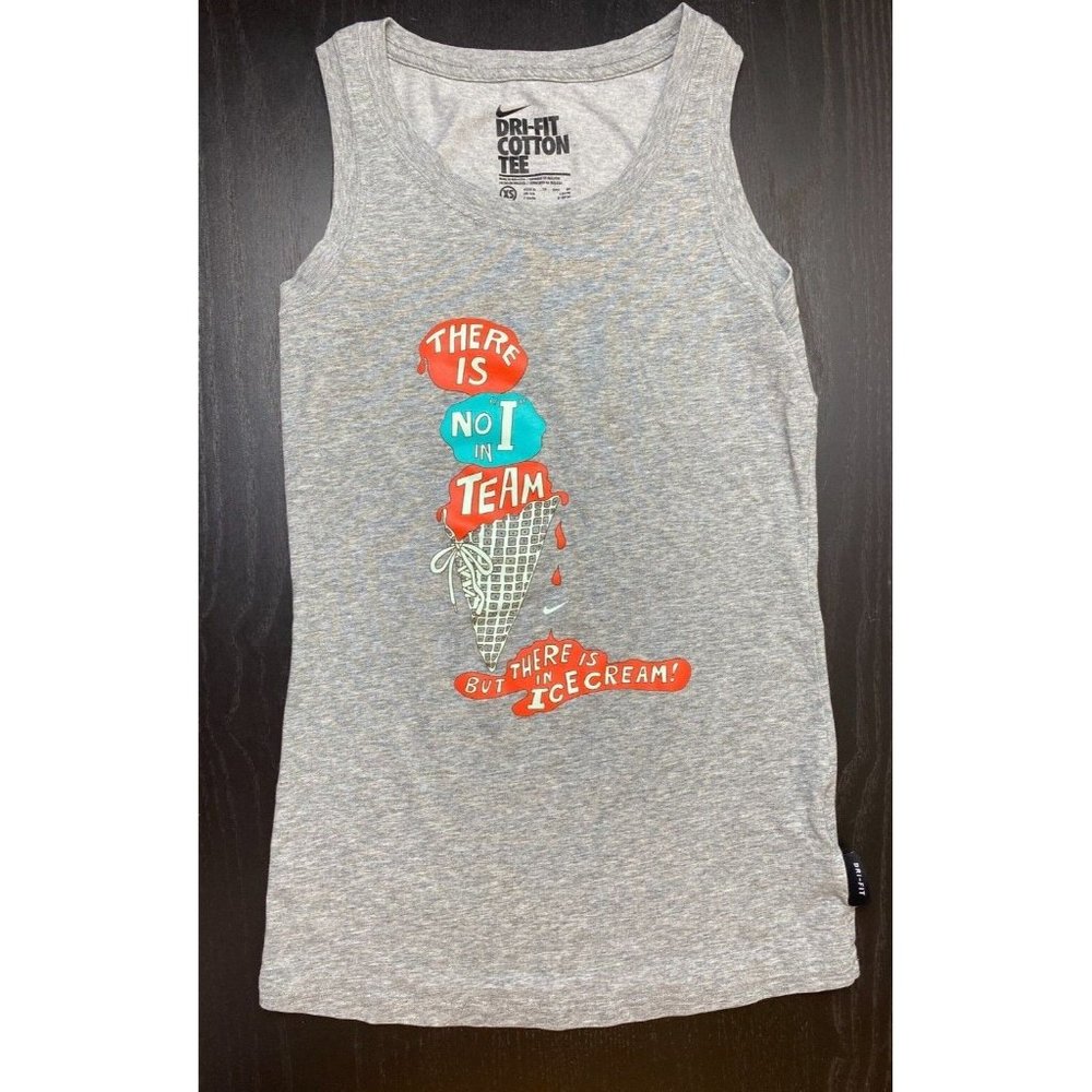 NIKE Dri-Fit Cotton Tank Top No I In Team Ice Cream Cone Heather Grey Women's XS
